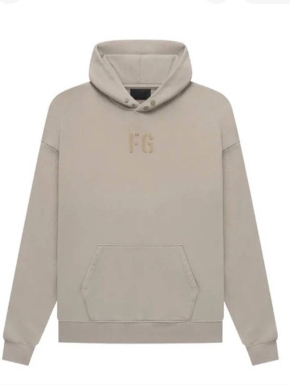 Fear of God Tan Pullover Hoodie with FG Chest Logo and Back Text